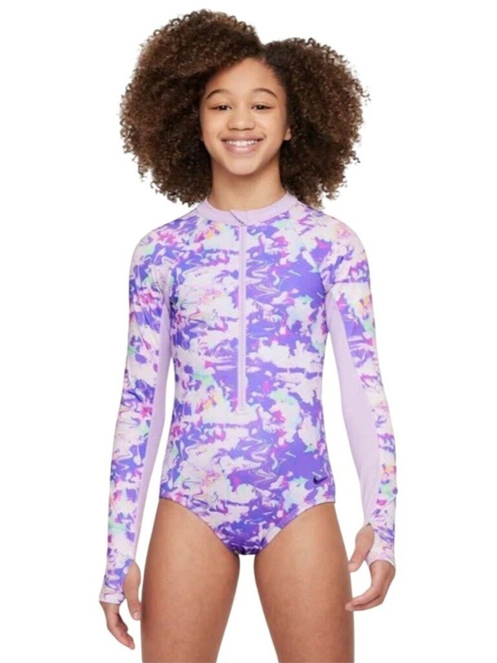 Nike‎ Swim Dream Clouds Long Sleeve One Piece NESSE733-594 Girl's L New with Tag